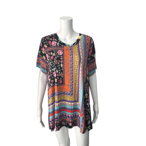 NWT $115 Johnny Was Lookout Favorite Short Sleeve Crewneck Swing Tee Size 1X - Picture 4 of 9